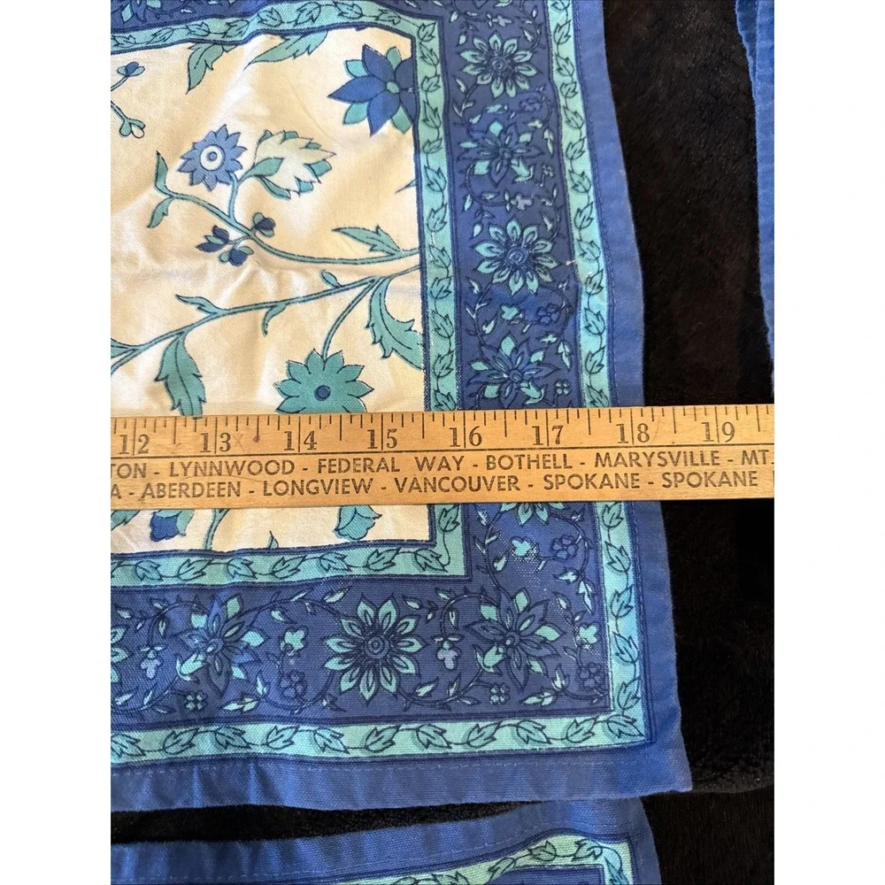 Blue Teal Floral Placemats (2) And Napkins (2) Cotton‎ India